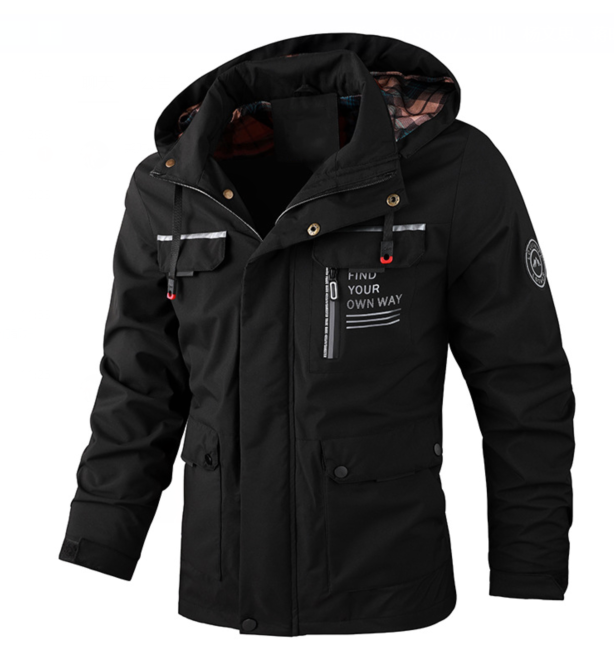 Leichte Herren Winterjacke mit Wasserschutz in Schwarz