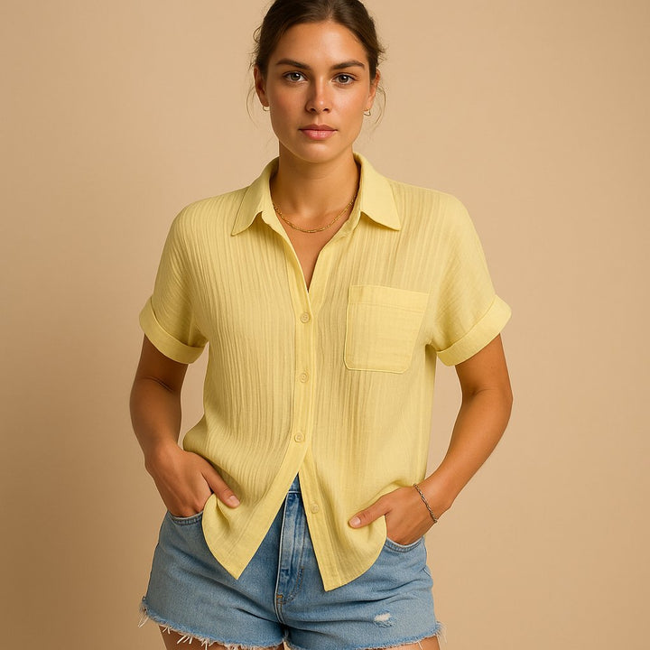 Leichte Kurzarm-Bluse in Gelb