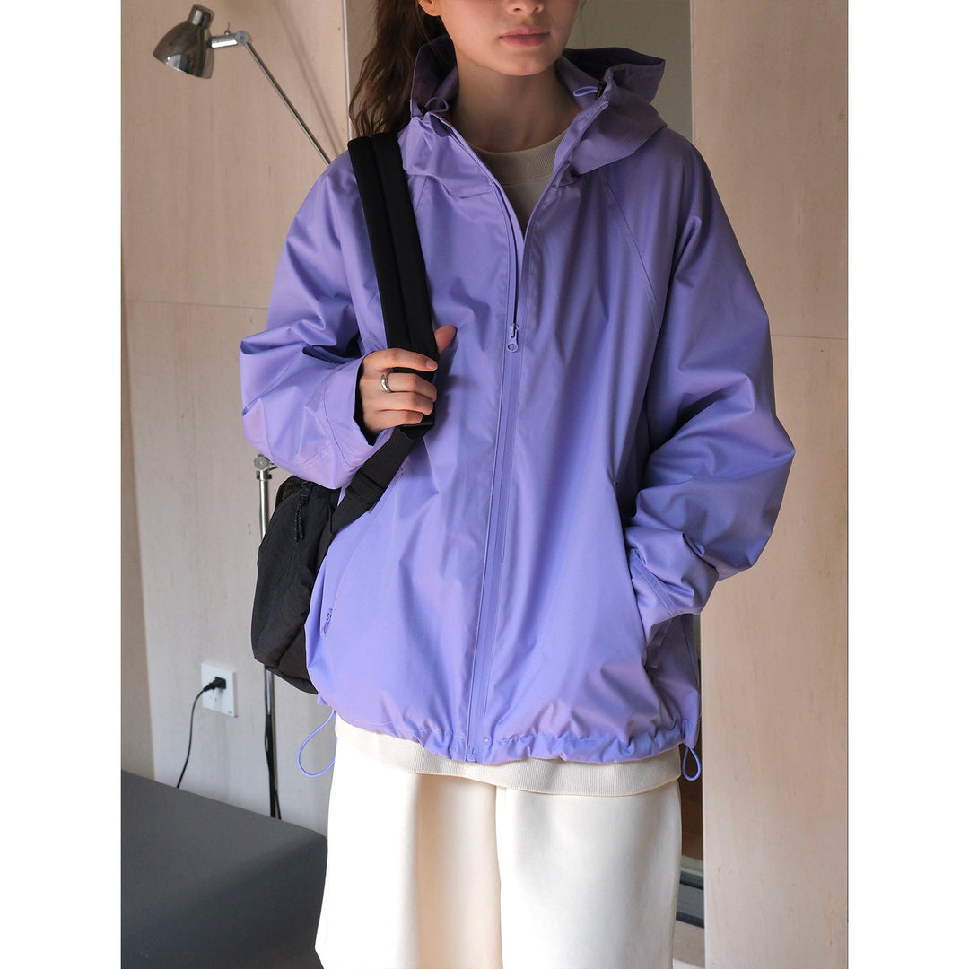 Leichte Wasserabweisende Damen Winterjacke mit Kapuze in Violett