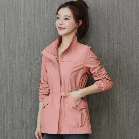 Leichte Wasserdichte Trench-Jacke für die Übergangszeit in Rosa