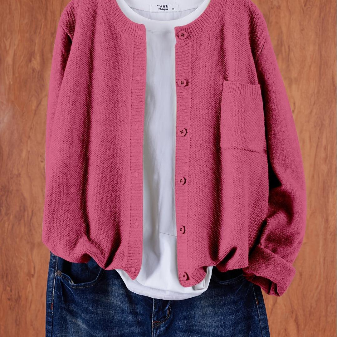 Lockere Cardigan mit Knopfleiste in Dunkelrosa