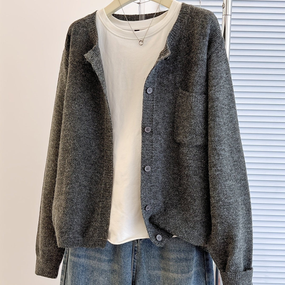 Lockere Cardigan mit Knopfleiste in Grau