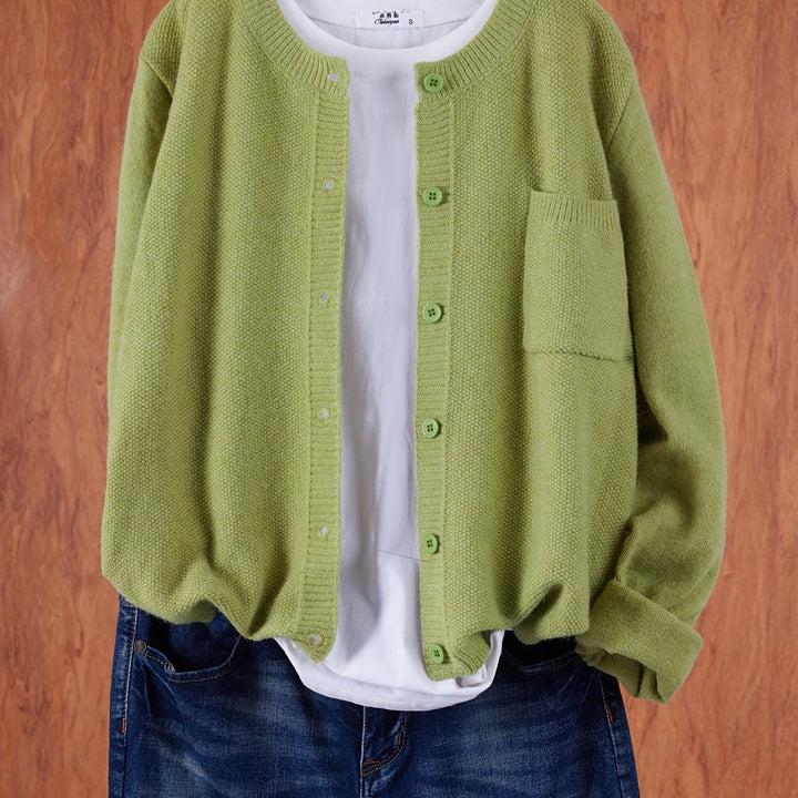 Lockere Cardigan mit Knopfleiste in Greenish Yellow