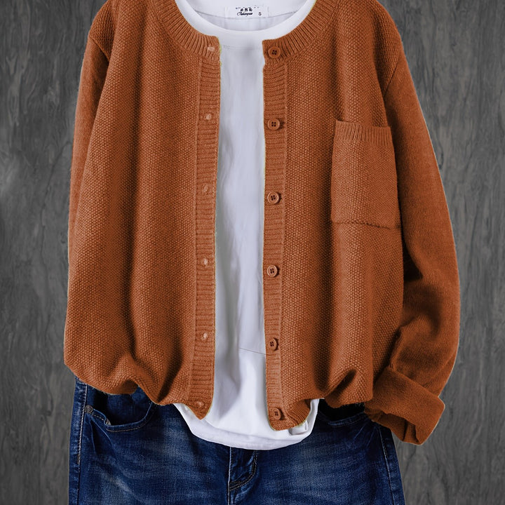Lockere Cardigan mit Knopfleiste in Hellbraun