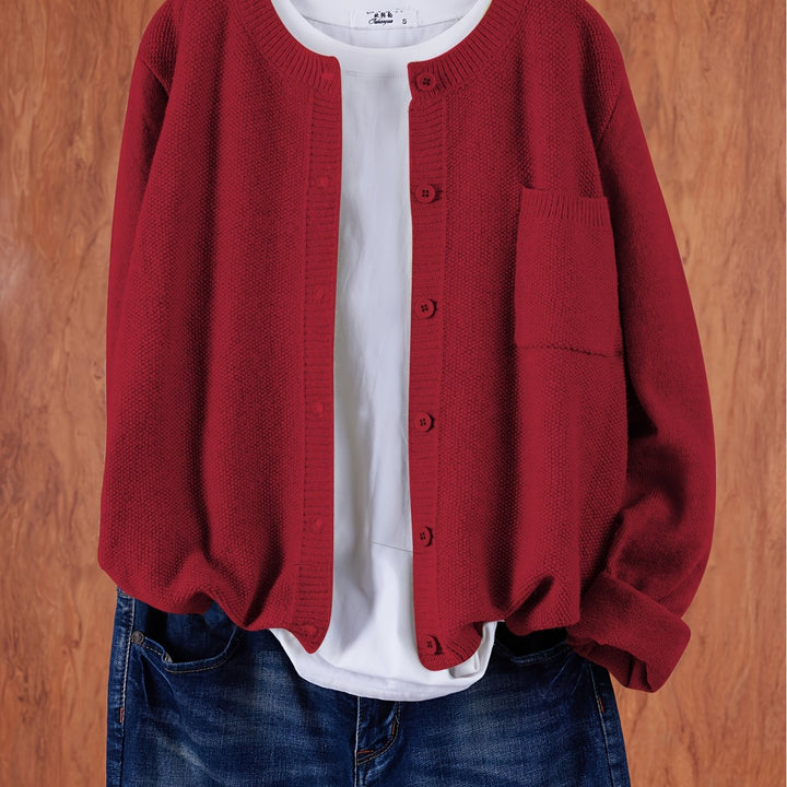 Lockere Cardigan mit Knopfleiste in Rot