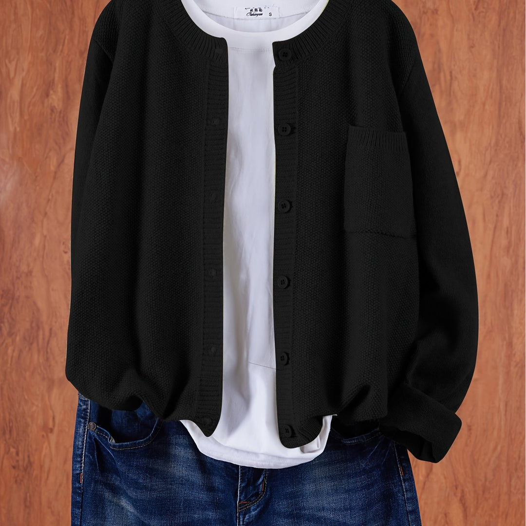 Lockere Cardigan mit Knopfleiste in Schwarz