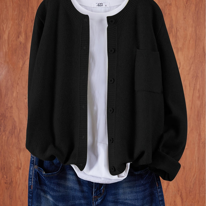 Lockere Cardigan mit Knopfleiste in Schwarz