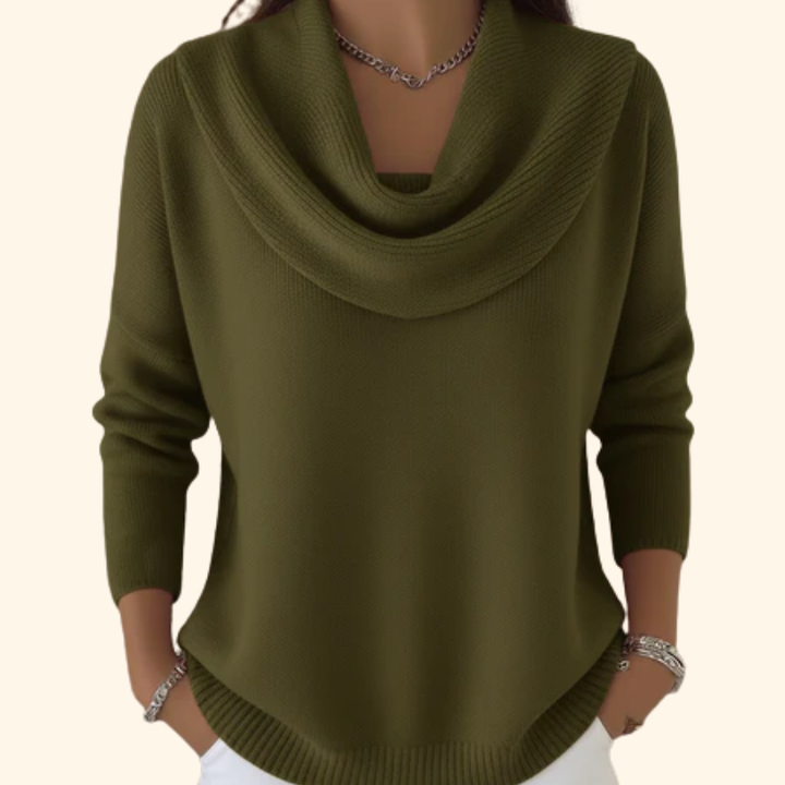 Lockere Damen Strickjacke aus weicher Baumwolle in Army Green