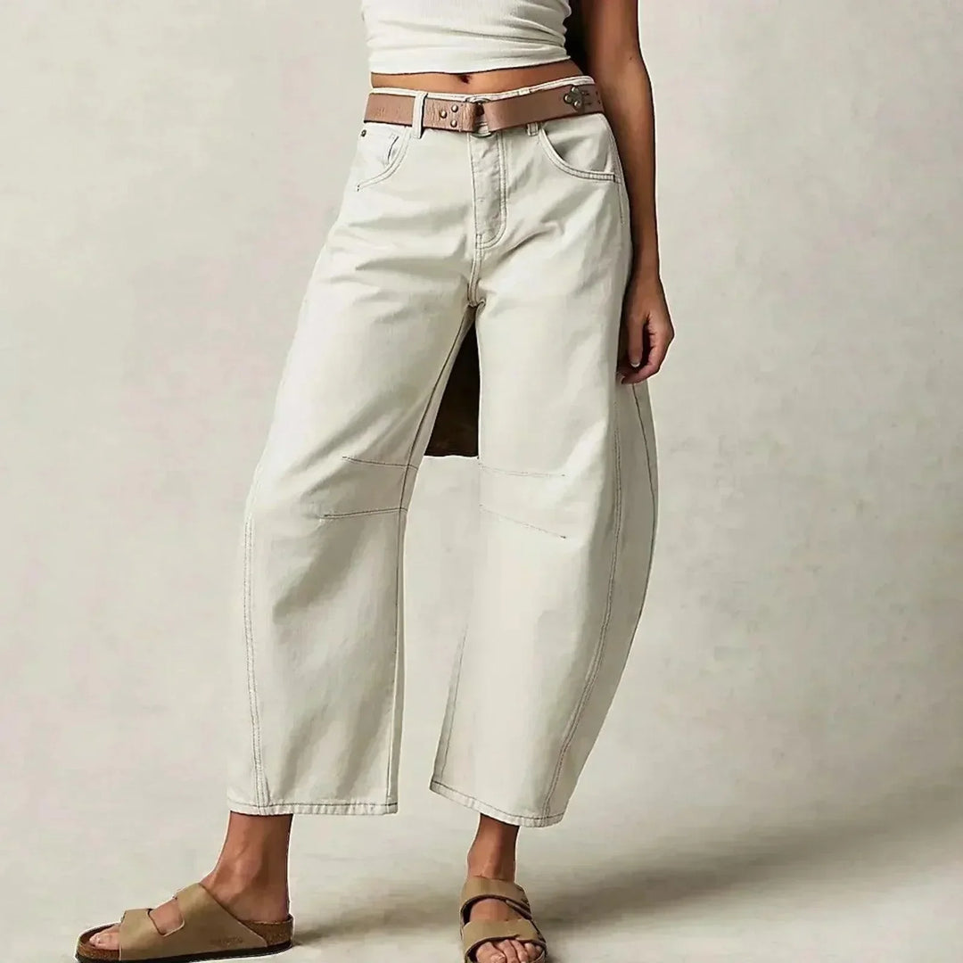 Lockerer Damen Jeans mit hohem Bund in Weiß