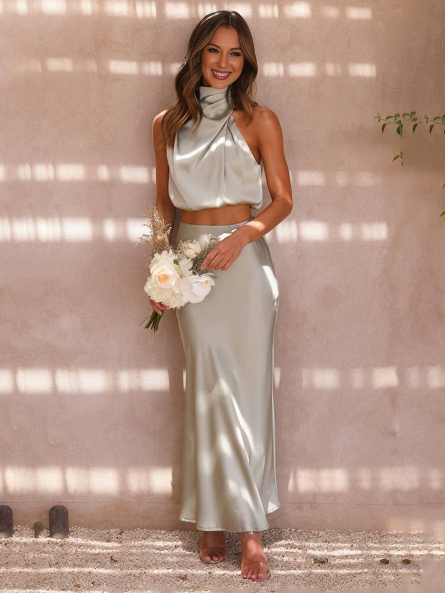 Damen Zweiteiler für Hochzeitsgäste im Sommer in Pastel green 1