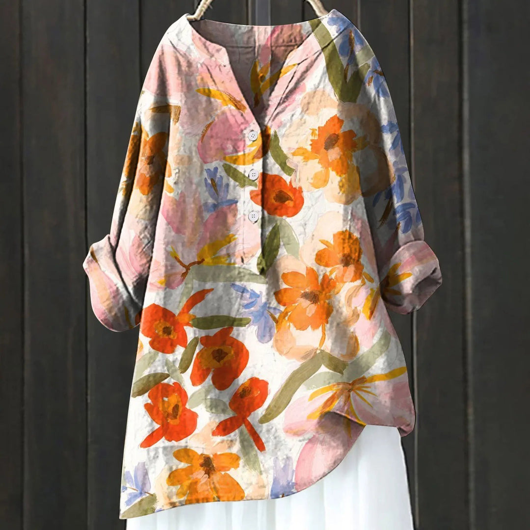 Luftige Bluse im Floralstil in Orange