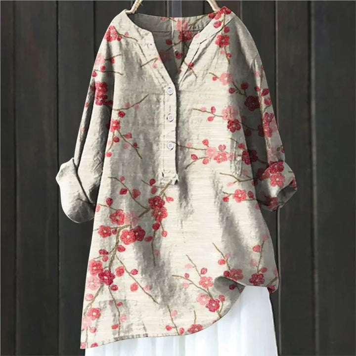 Luftige Bluse im Floralstil in Rot
