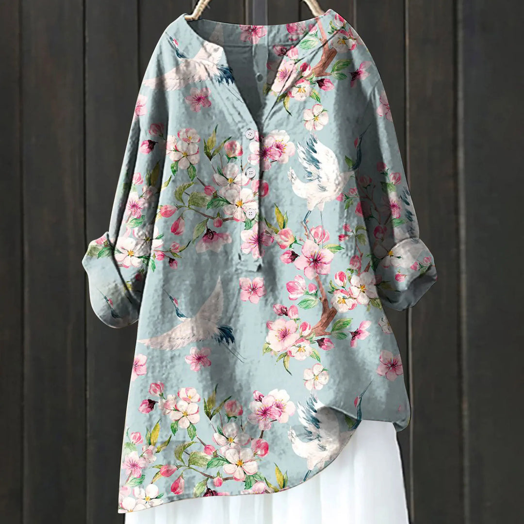 Luftige Eleganz-Bluse in Rosa Blume
