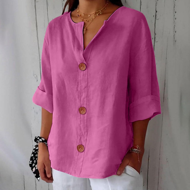 Luftige Leinenbluse für den Sommer in Rosa