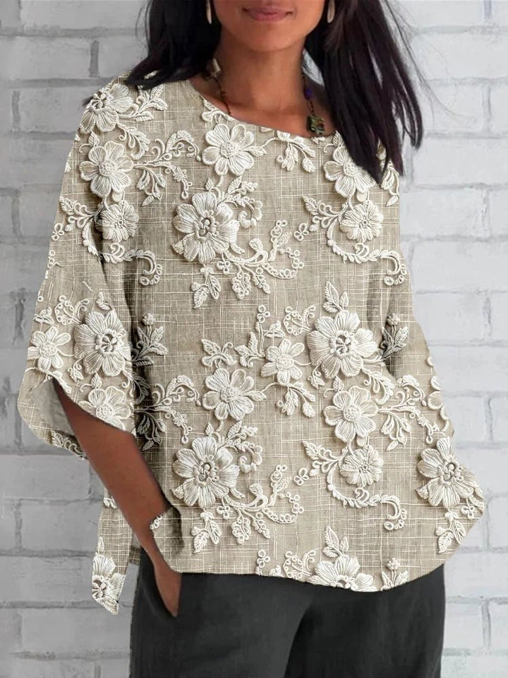 Luftige Vintage-Bluse in Khaki