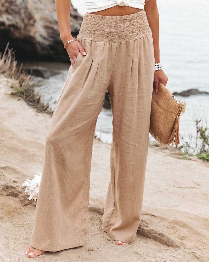 Luftige Weite Strandhose in Beige (Fast ausverkauft)