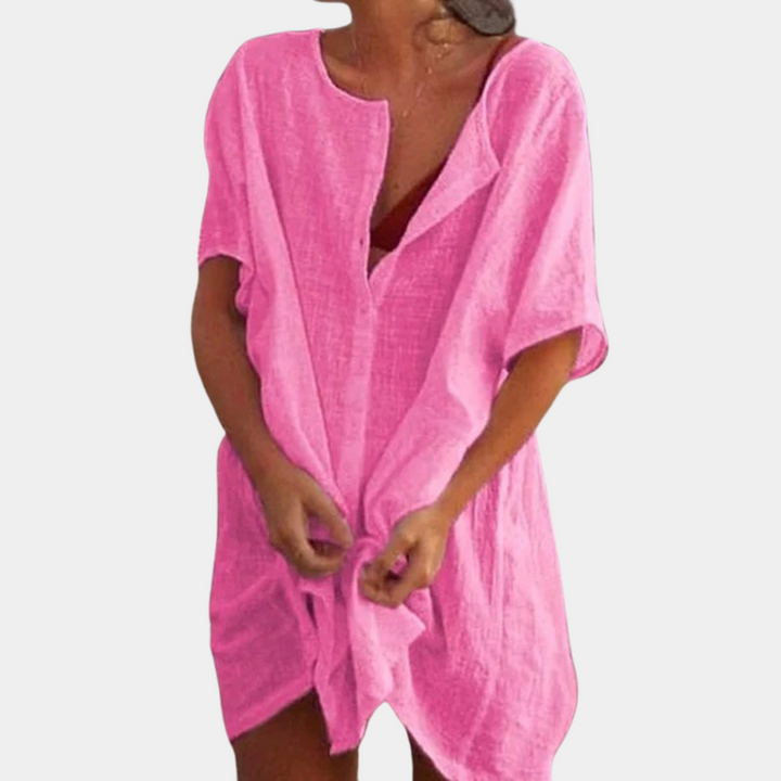 Luftiges Boho Hemdkleid für Hochzeitsgäste in Rosa 1