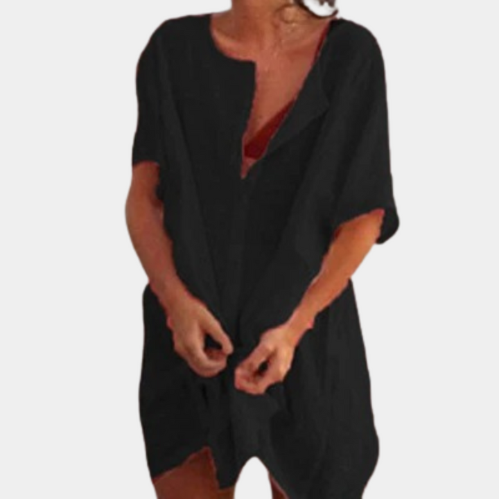 Luftiges Boho Hemdkleid für Hochzeitsgäste in Schwarz