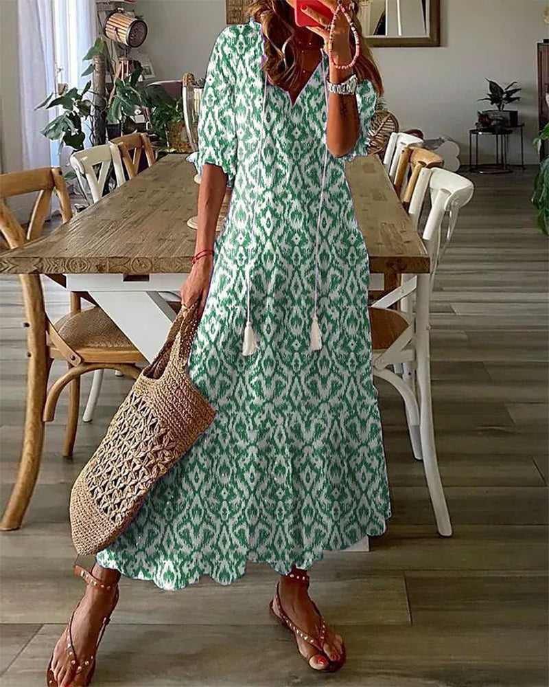 Luftiges Boho Maxikleid für Hochzeitsgäste in Grün 1