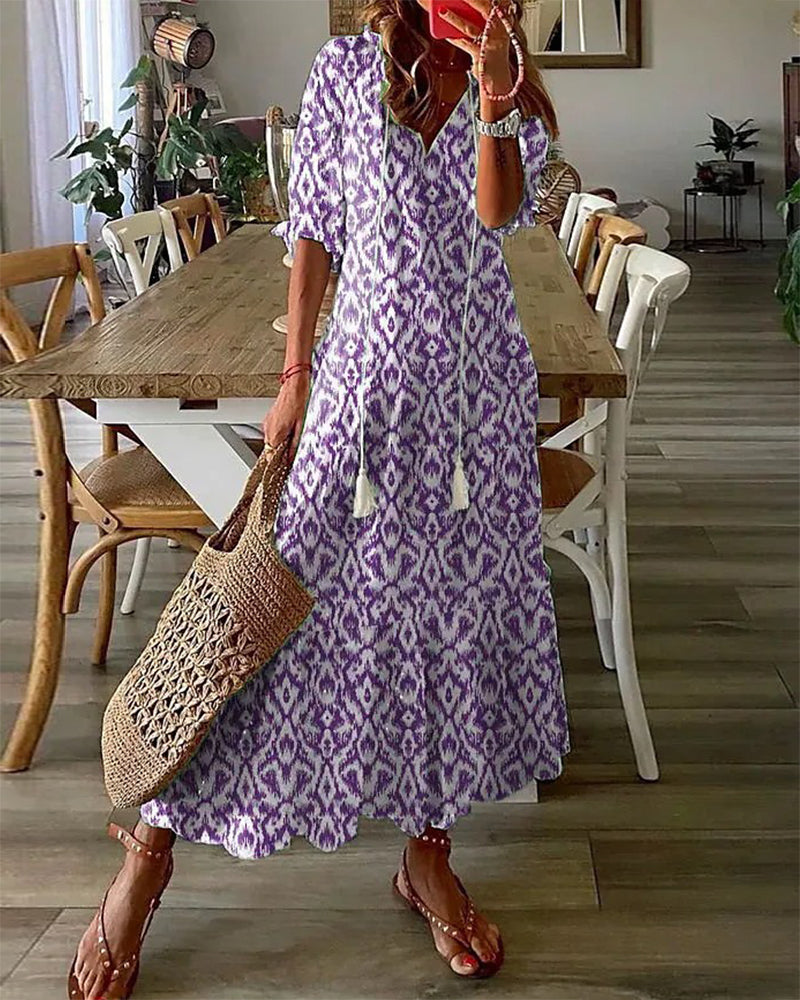 Luftiges Boho Maxikleid für Hochzeitsgäste in Lila 1