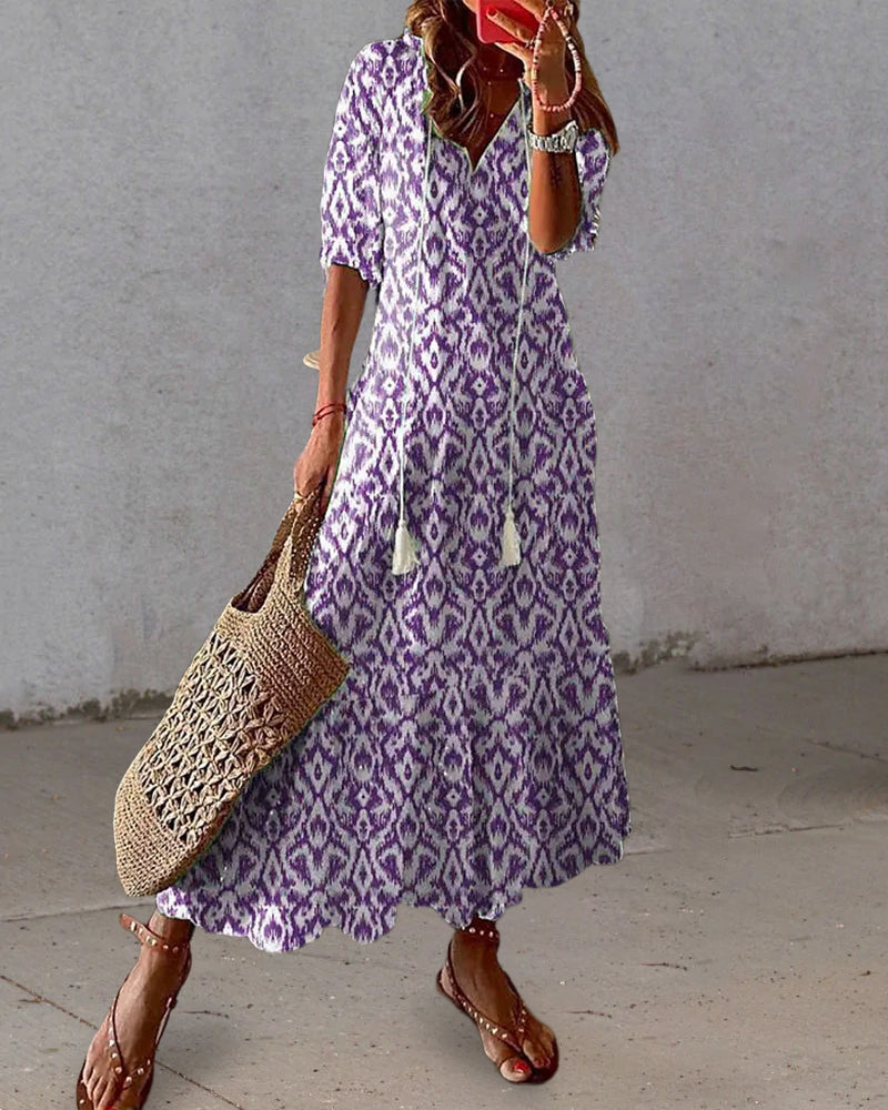 Luftiges Boho Maxikleid für Hochzeitsgäste in Lila 3