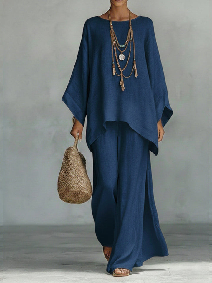 Luftiges Damen-Set mit eleganter Weite in Marineblau