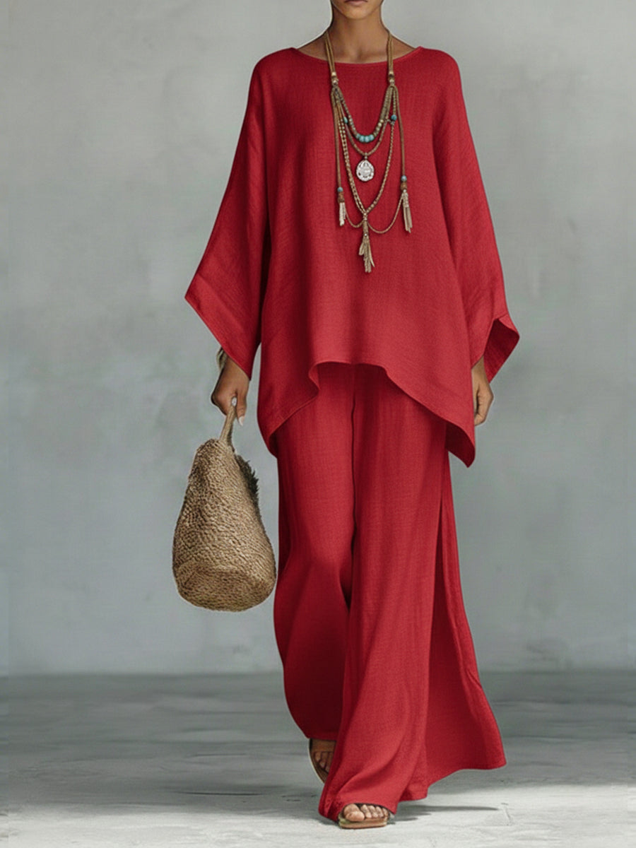 Luftiges Damen-Set mit eleganter Weite in Rot