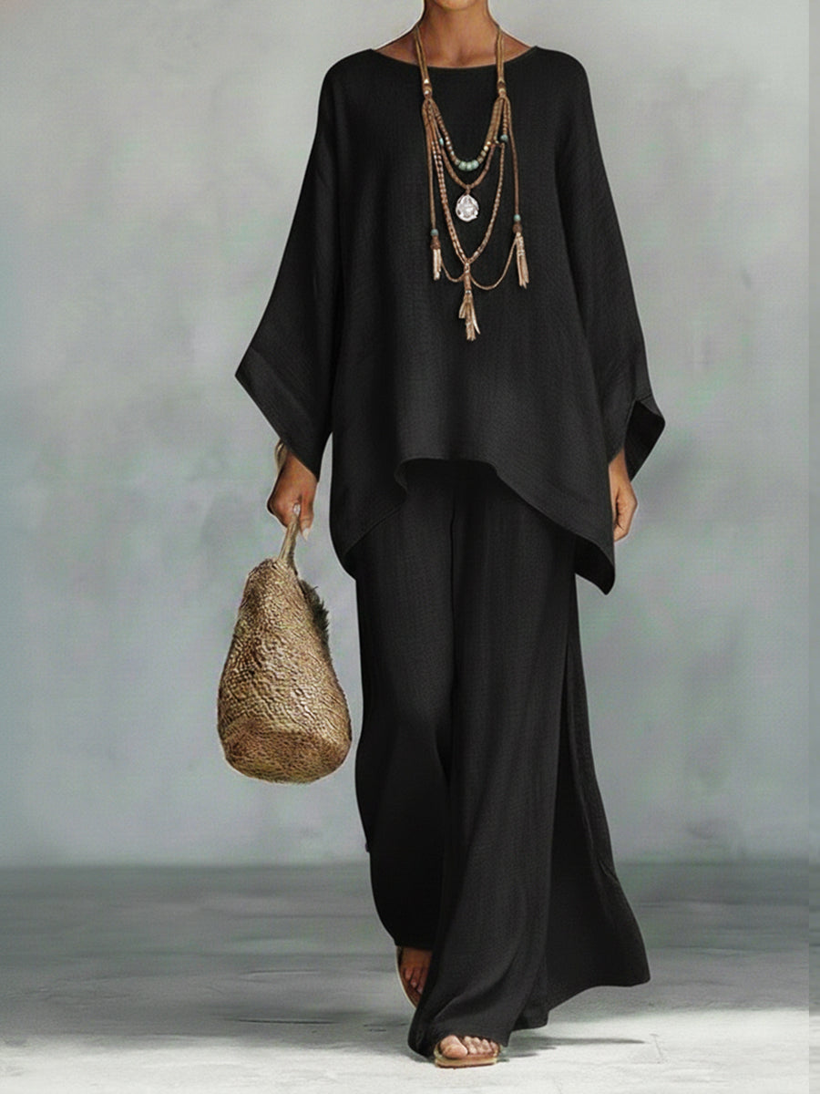 Luftiges Damen-Set mit eleganter Weite in Schwarz