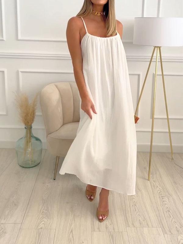 Luftiges Leinenkleid Maxi für Sommertage in Weiß