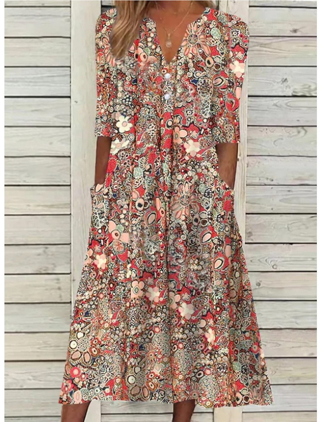 Luftiges Maxi-Strandkleid für den Sommer in Rot