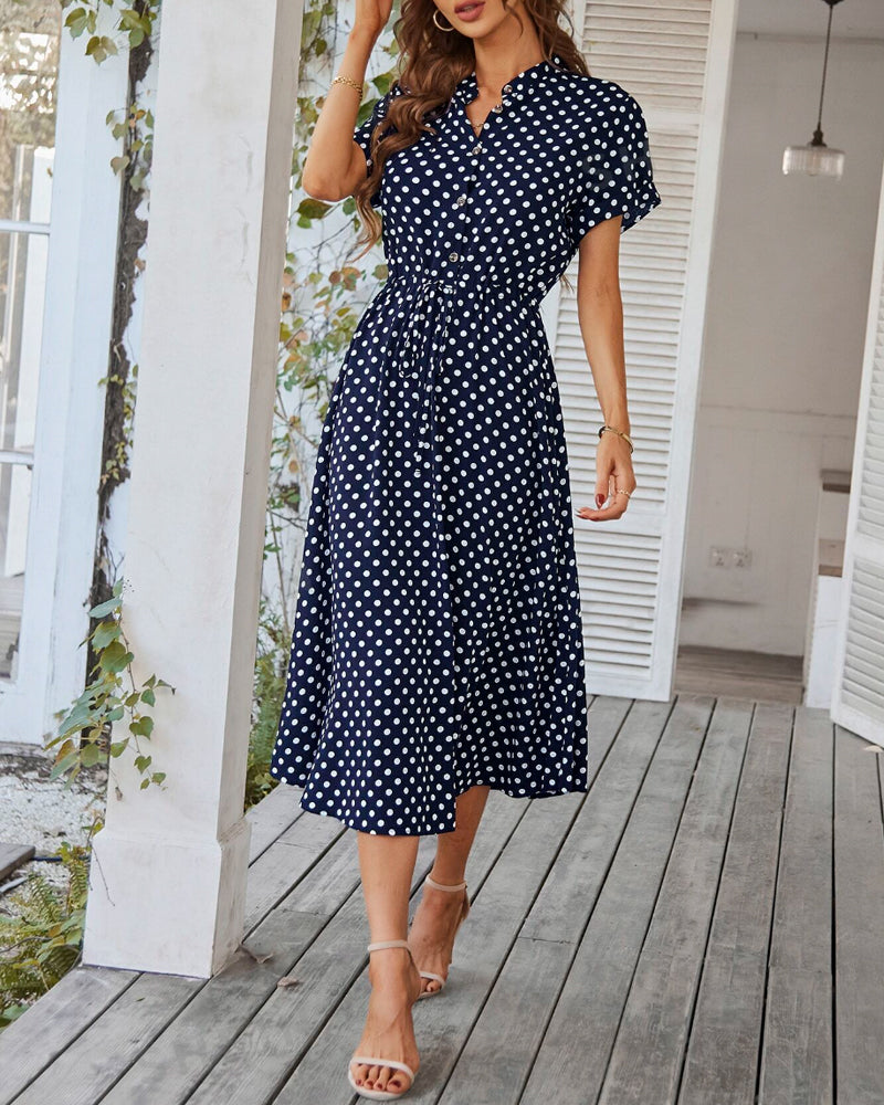 Luftiges Polka-Dot Midikleid (3)