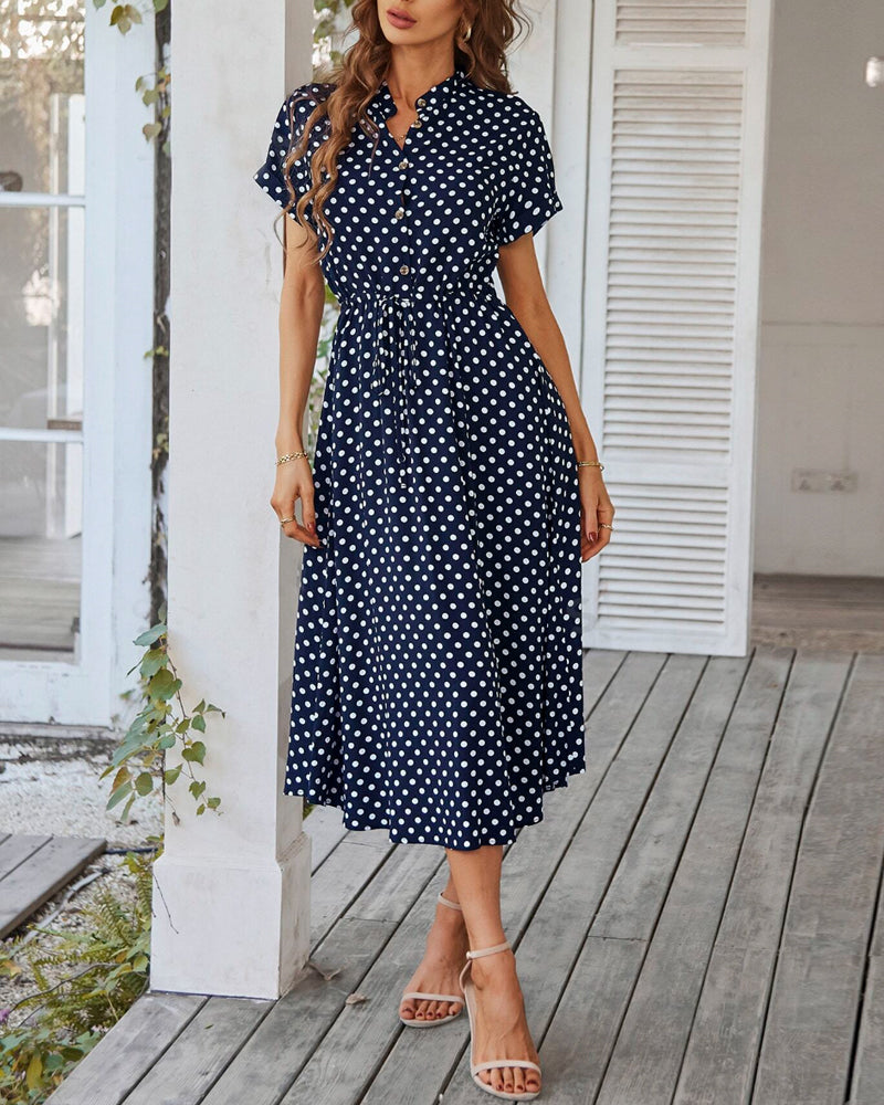 Luftiges Polka-Dot Midikleid (5)