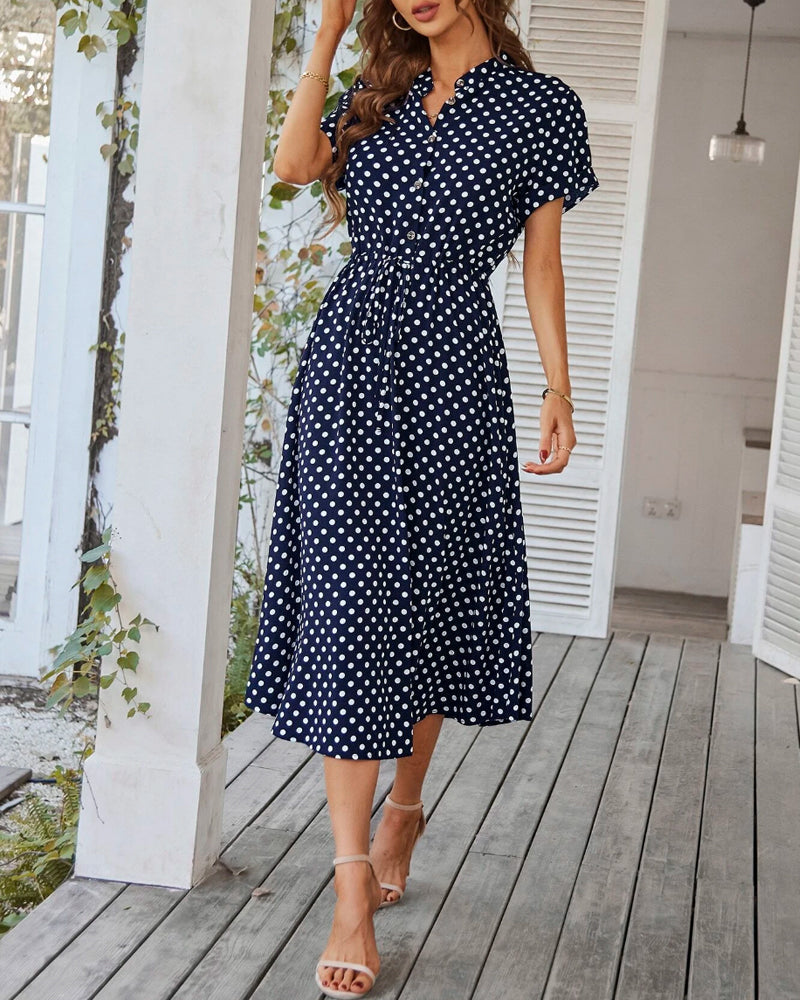 Luftiges Polka-Dot Midikleid (6)