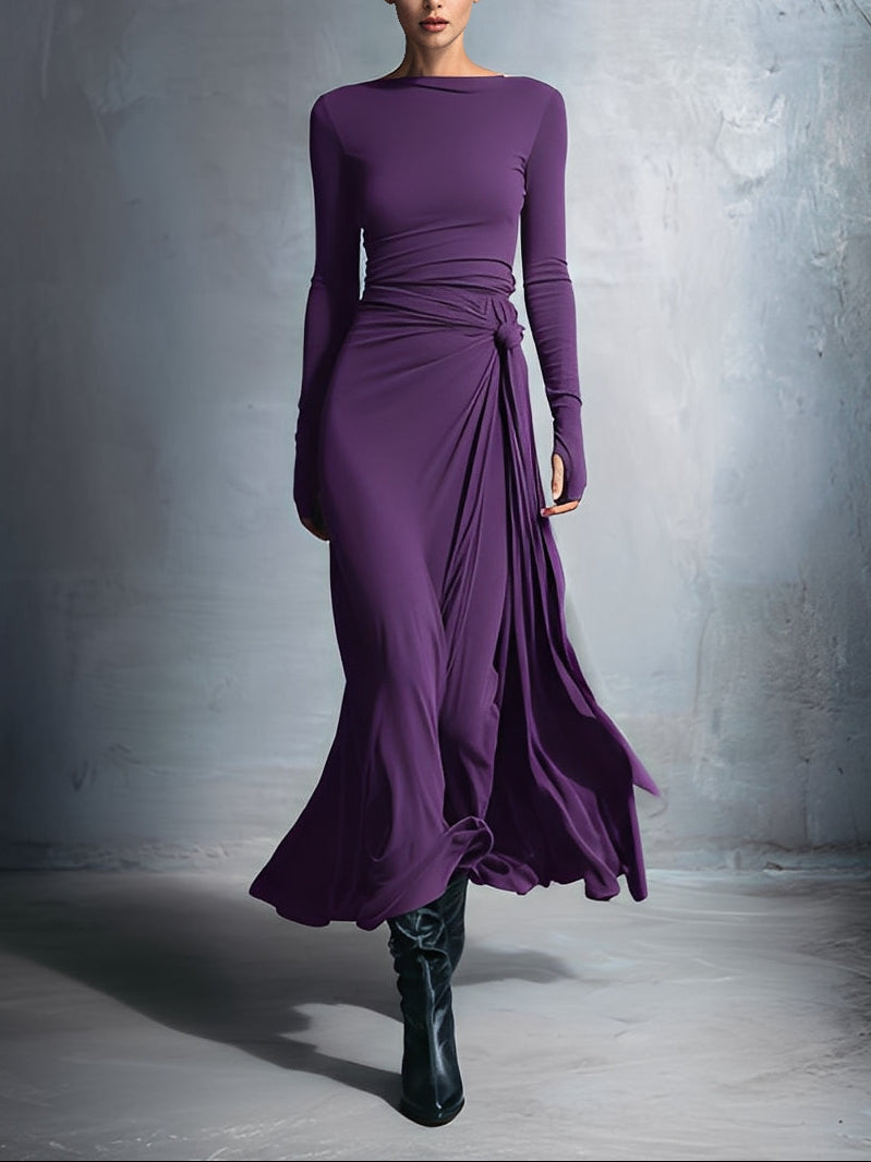 ❘ Maxikleid mit seitlichem Knoten Fall in Lila