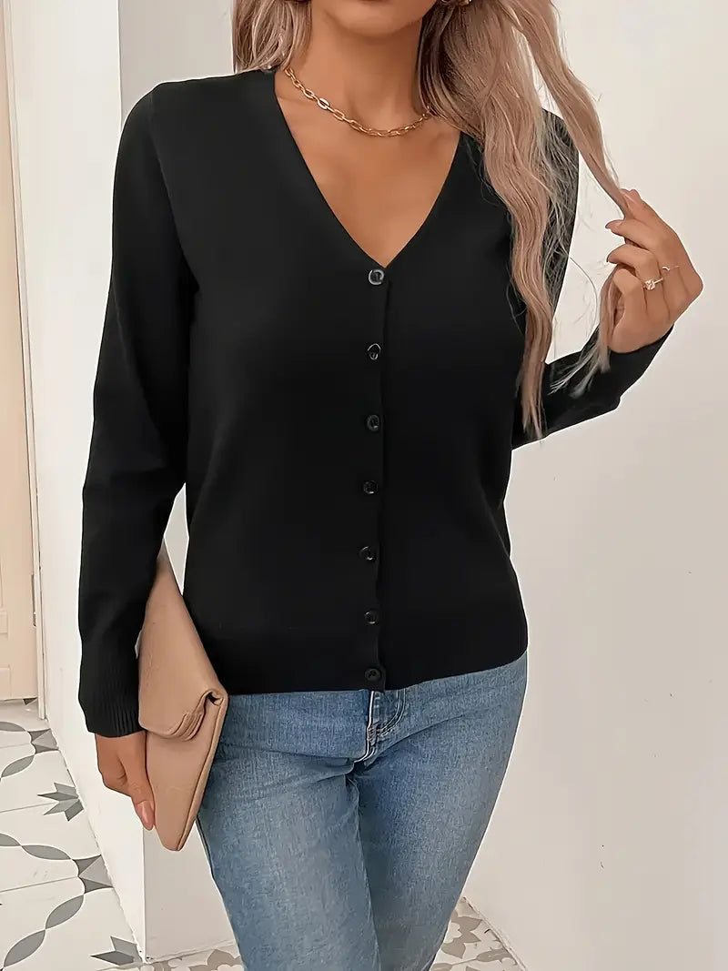 Minimalistische Damen Strickjacke aus Viskose zum Layern (2)