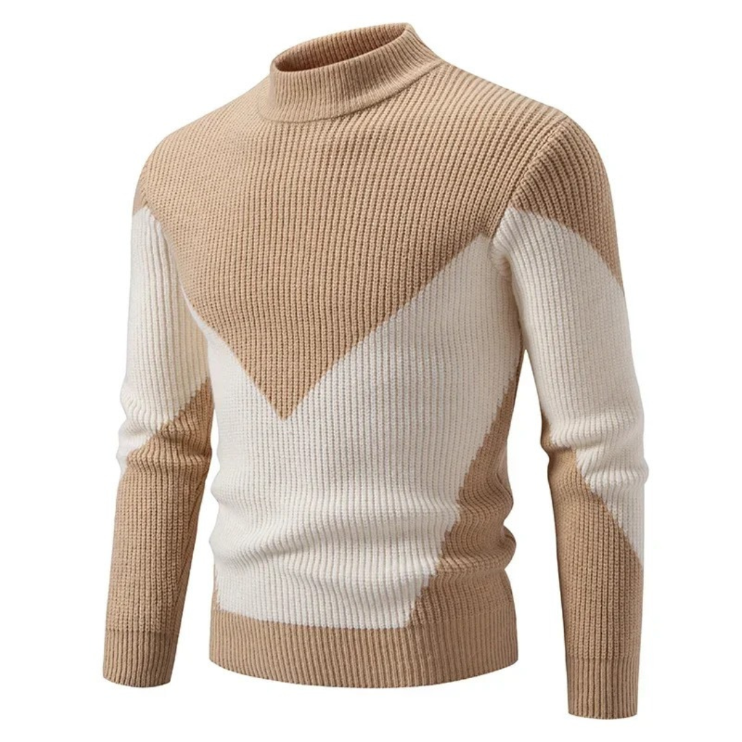 Moderner Herren Pullover mit Geometriemuster in Beiger Diamant