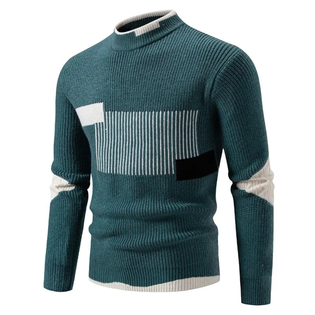Moderner Herren Pullover mit Geometriemuster in Geometrisch Grün