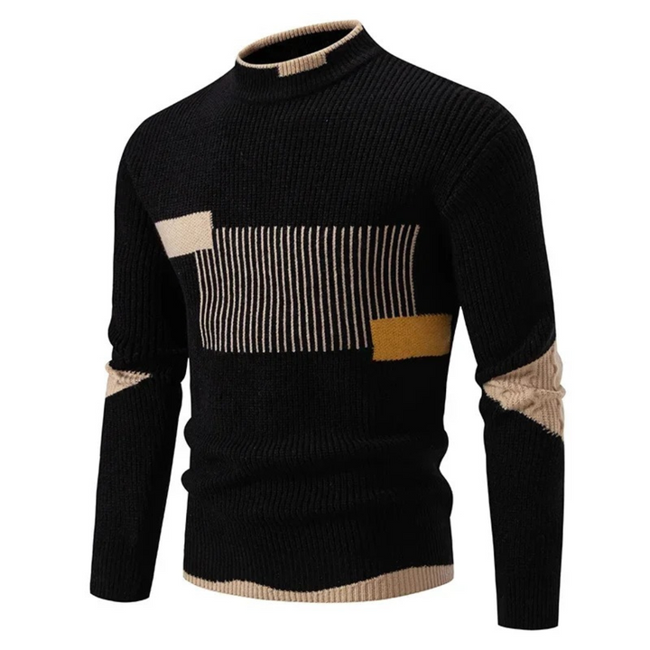 Moderner Herren Pullover mit Geometriemuster in Geometrisch Schwarz