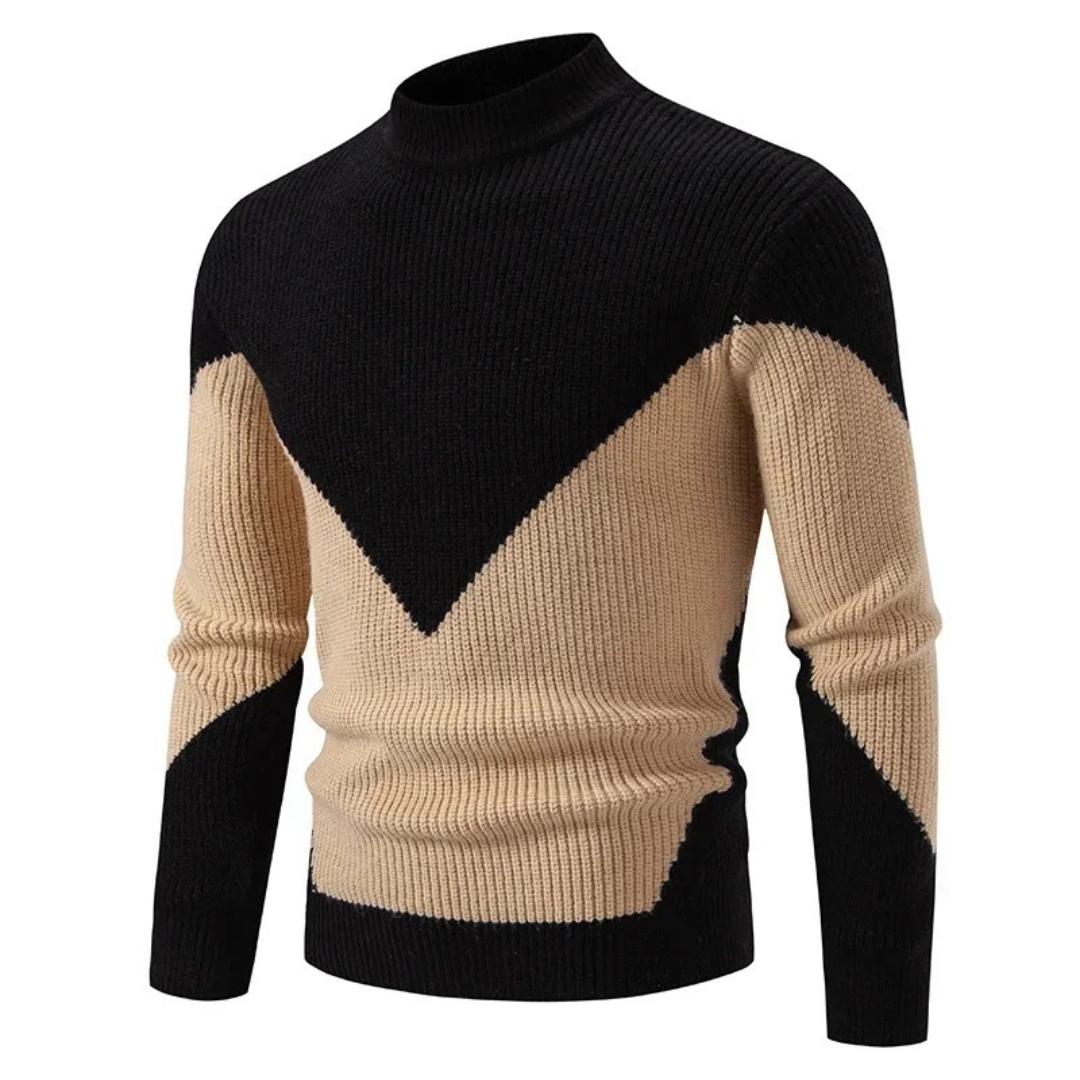 Moderner Herren Pullover mit Geometriemuster in Schwarzer Diamant