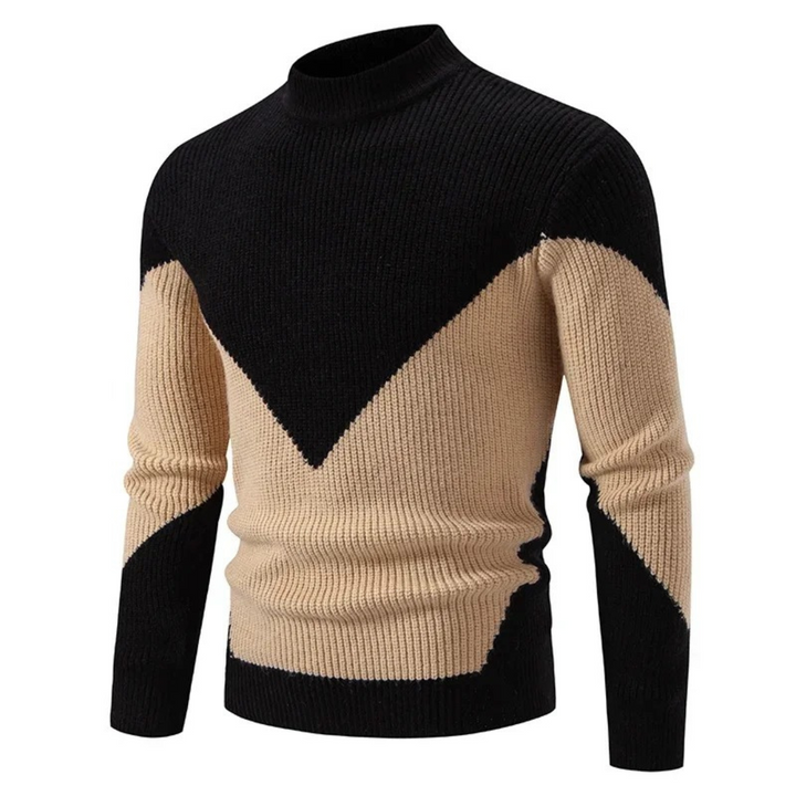 Moderner Herren Pullover mit Geometriemuster in Schwarzer Diamant