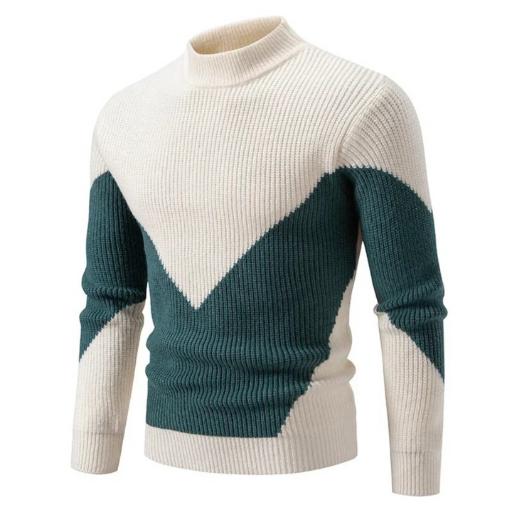 Moderner Herren Pullover mit Geometriemuster in Weißer Diamant