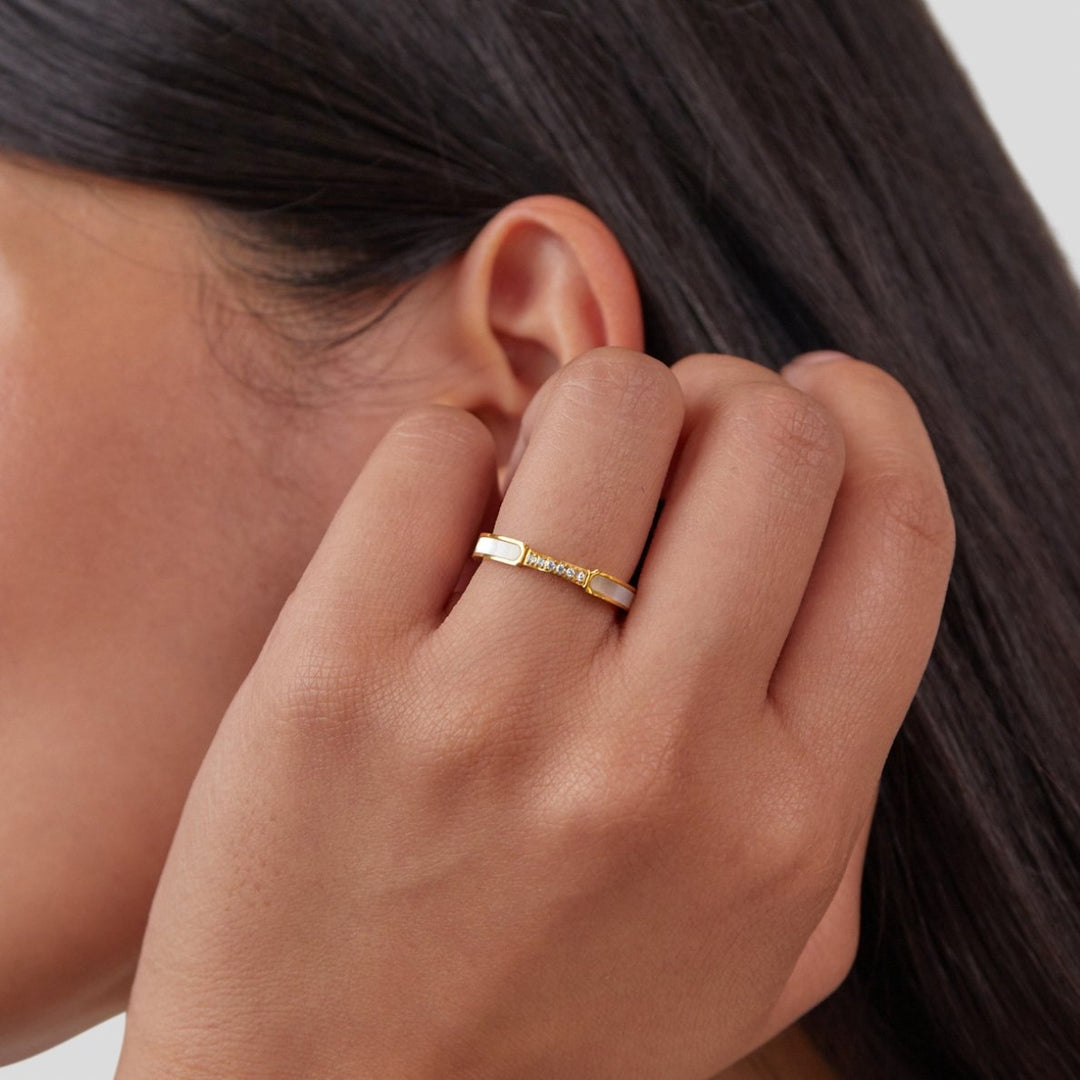 Luxuriöser Perlen-Kristall-Harmonie-Ring