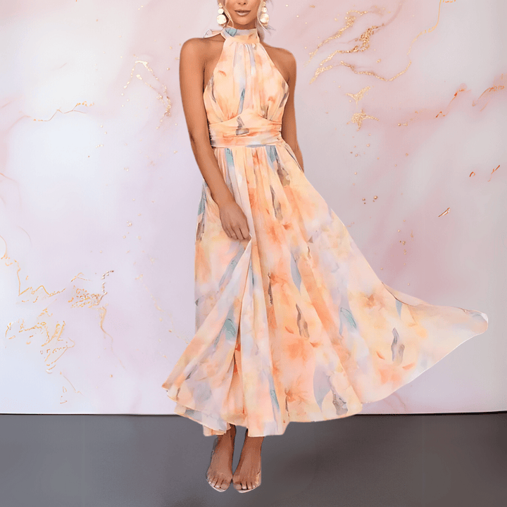 Esther Neckholder Strandkleid mit Aquarell-Print foto 2