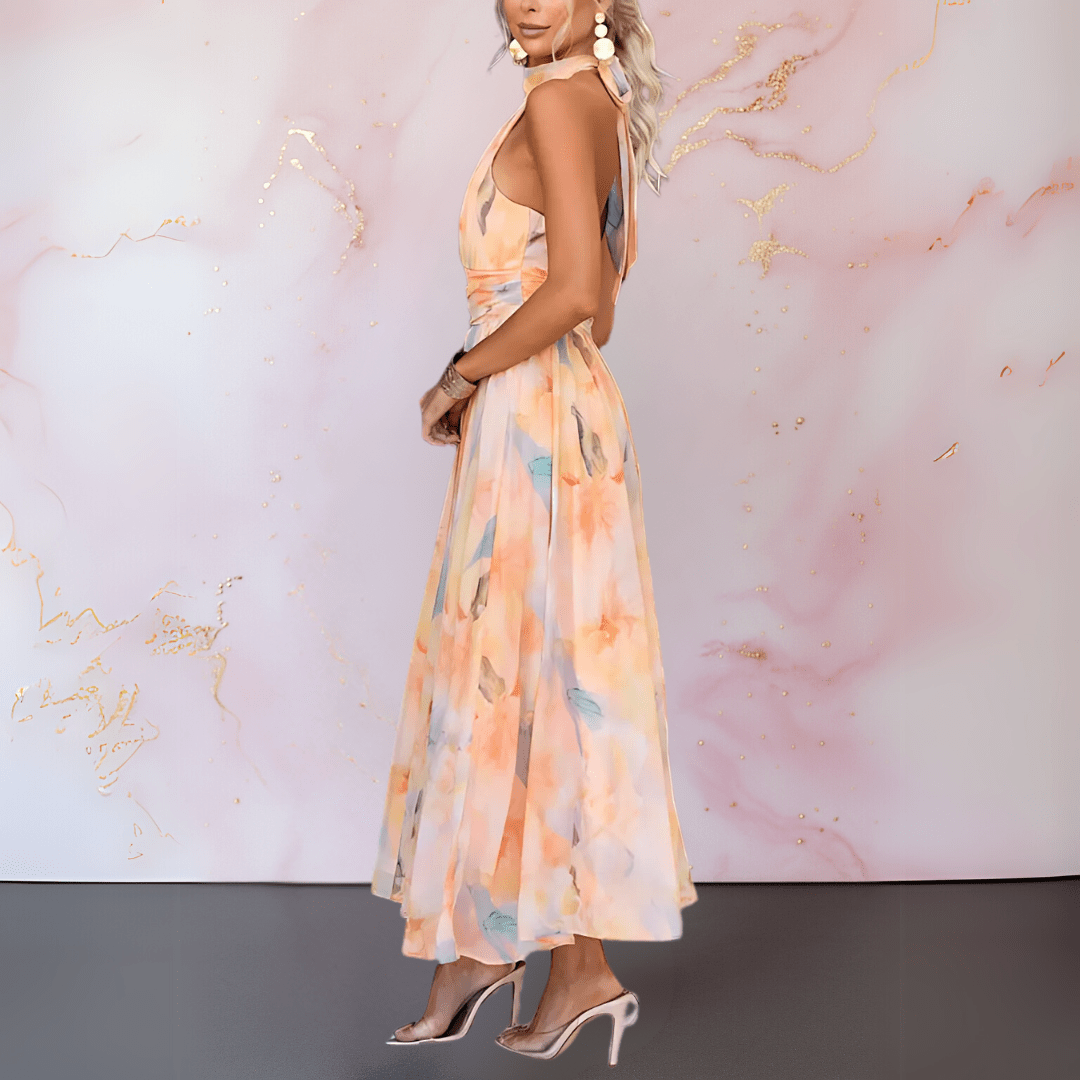 Esther Neckholder Strandkleid mit Aquarell-Print foto 4