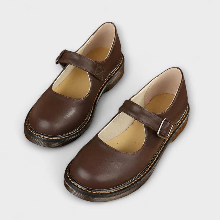 Orthopädische Mary Janes im Vintage-Stil in Braun