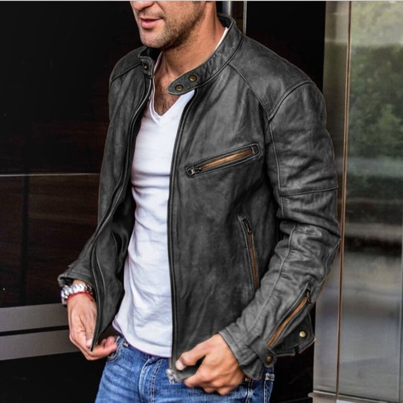 Premium Herren Lederjacke für den Herbst in Schwarz