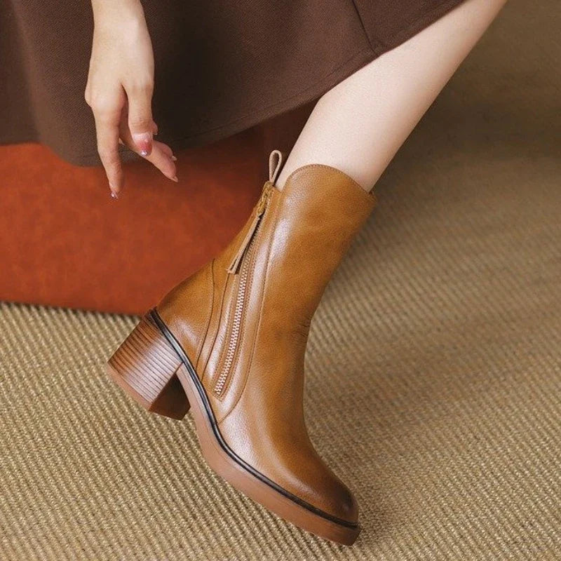 Premium-Leder Damen Stiefeletten mit Reißverschluss (5)