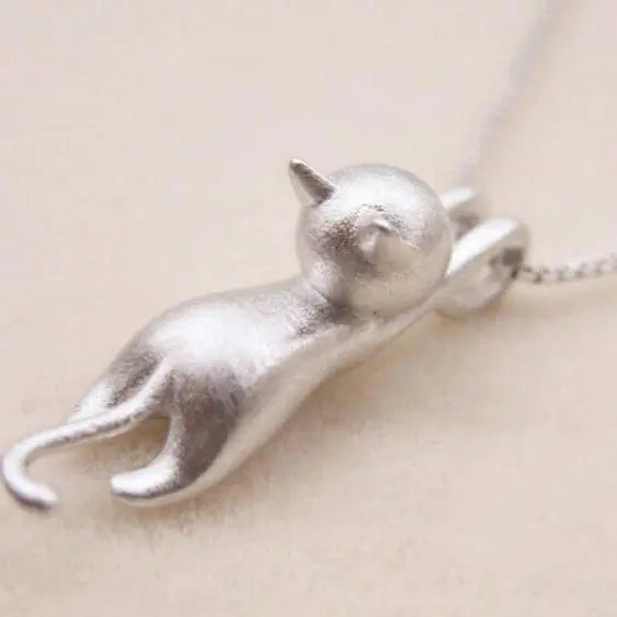 925er Sterlingsilber Verspielte Kitty Halskette