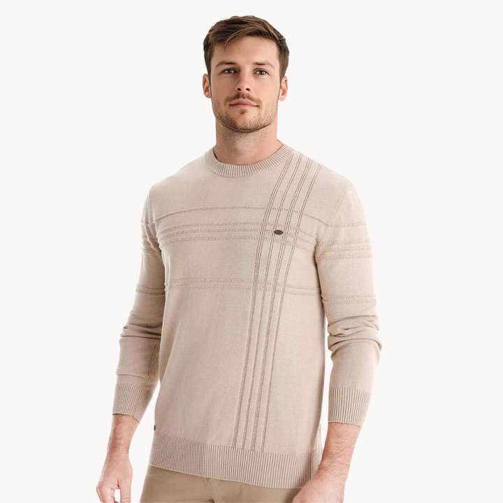 Pullover Herren mit elegantem Slim-Fit-Schnitt in Beige