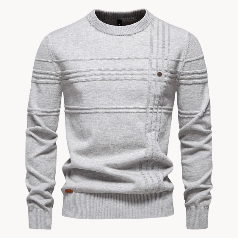 Pullover Herren mit elegantem Slim-Fit-Schnitt in Hellgrau